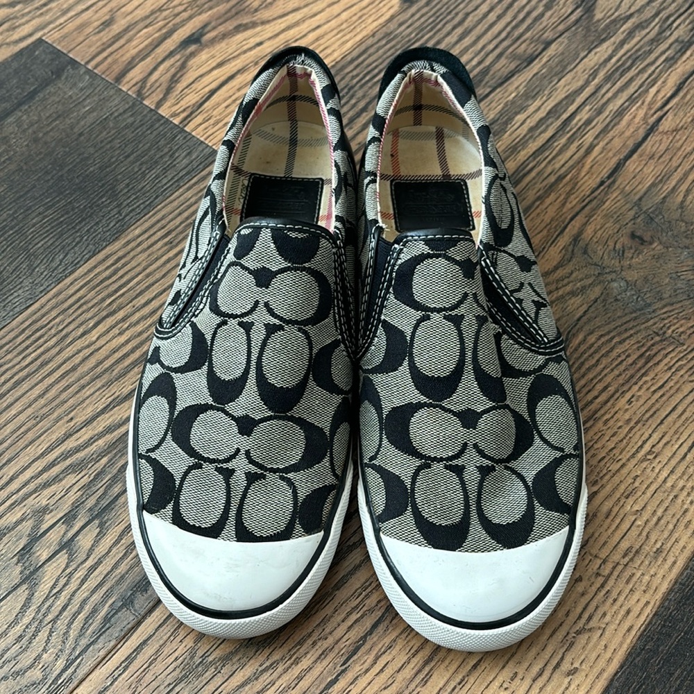 Coach Black and White Slip-On Sneakers